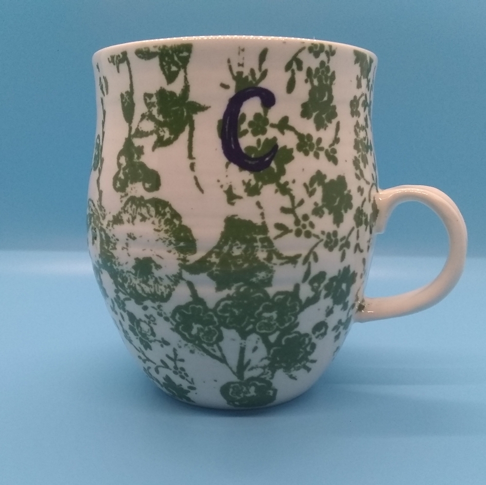 Anthropologie Homegrown Series Blue C Green Mug
